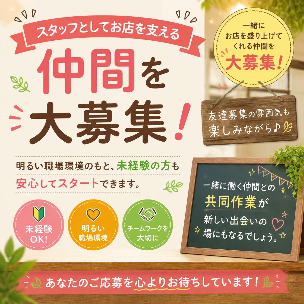 安心して働ける職場、仲間になりませんか？